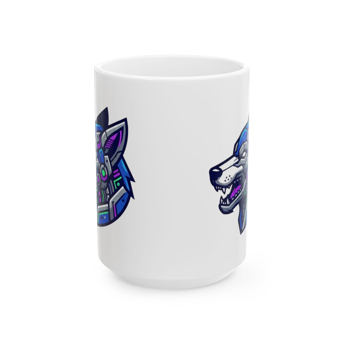 "Cyber Wolf" White Ceramic Mug — Graphic