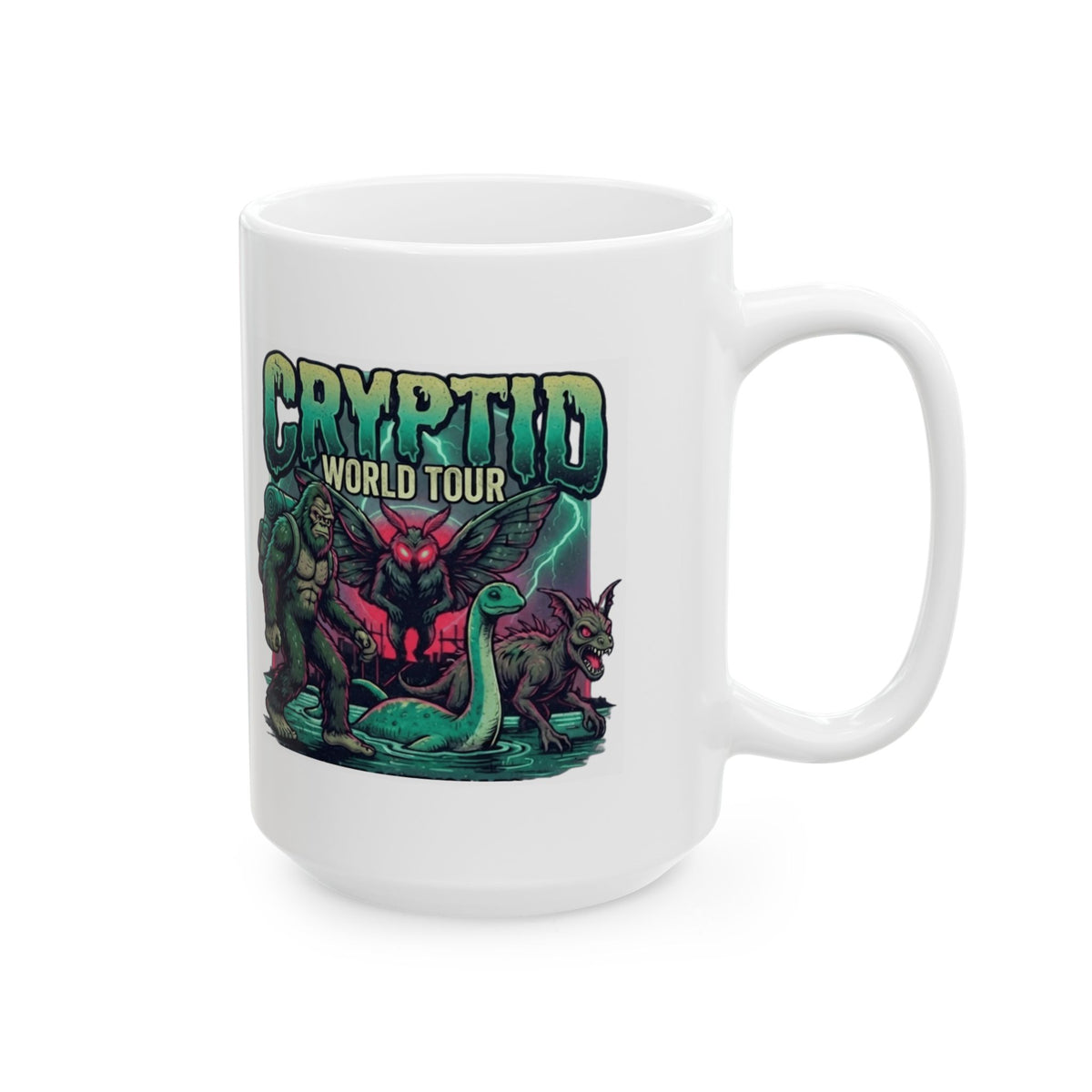 "Puzizia (Global-Cryptid Mashup) Cryptid World Tour" White Ceramic Mug
