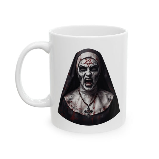 "Naughty Nun" White Ceramic Mug — Graphic