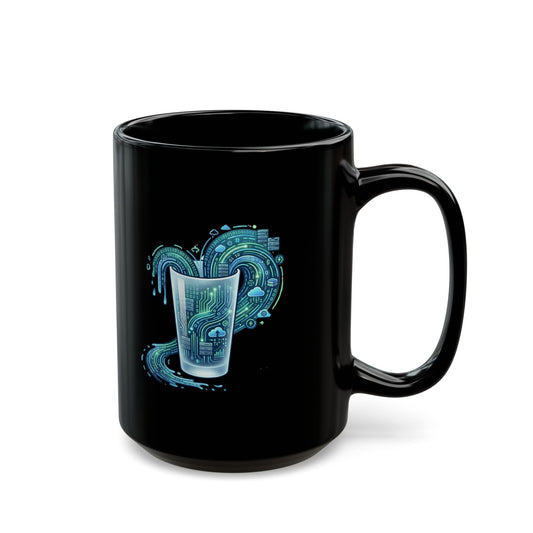 "Glass of Data" Black Ceramic Mug