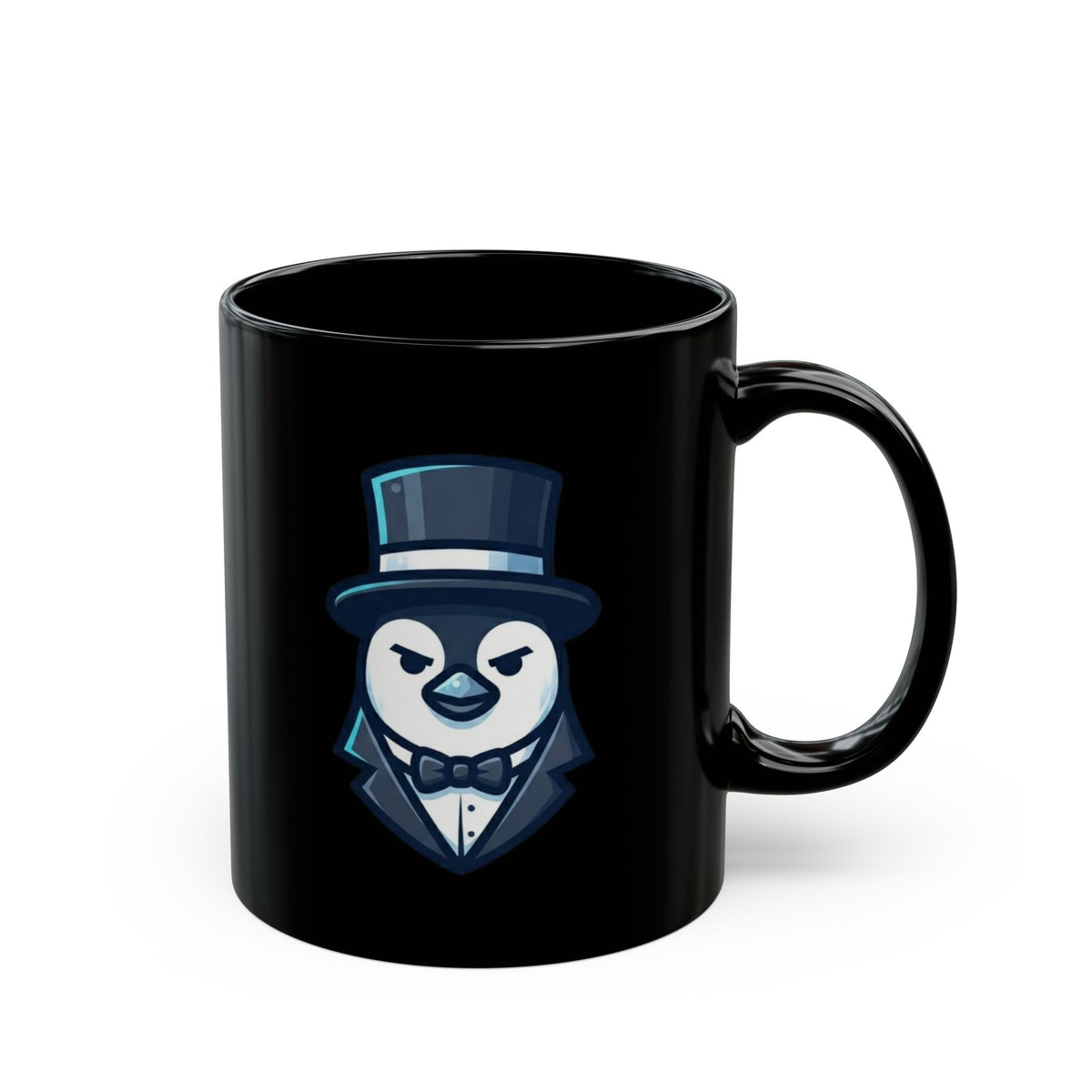 "Penguin Credible" Black Ceramic Mug — Graphic