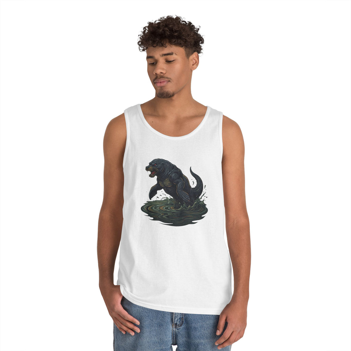 Color: White | Bunyip (Australian Aboriginal Mythology) Tank Top