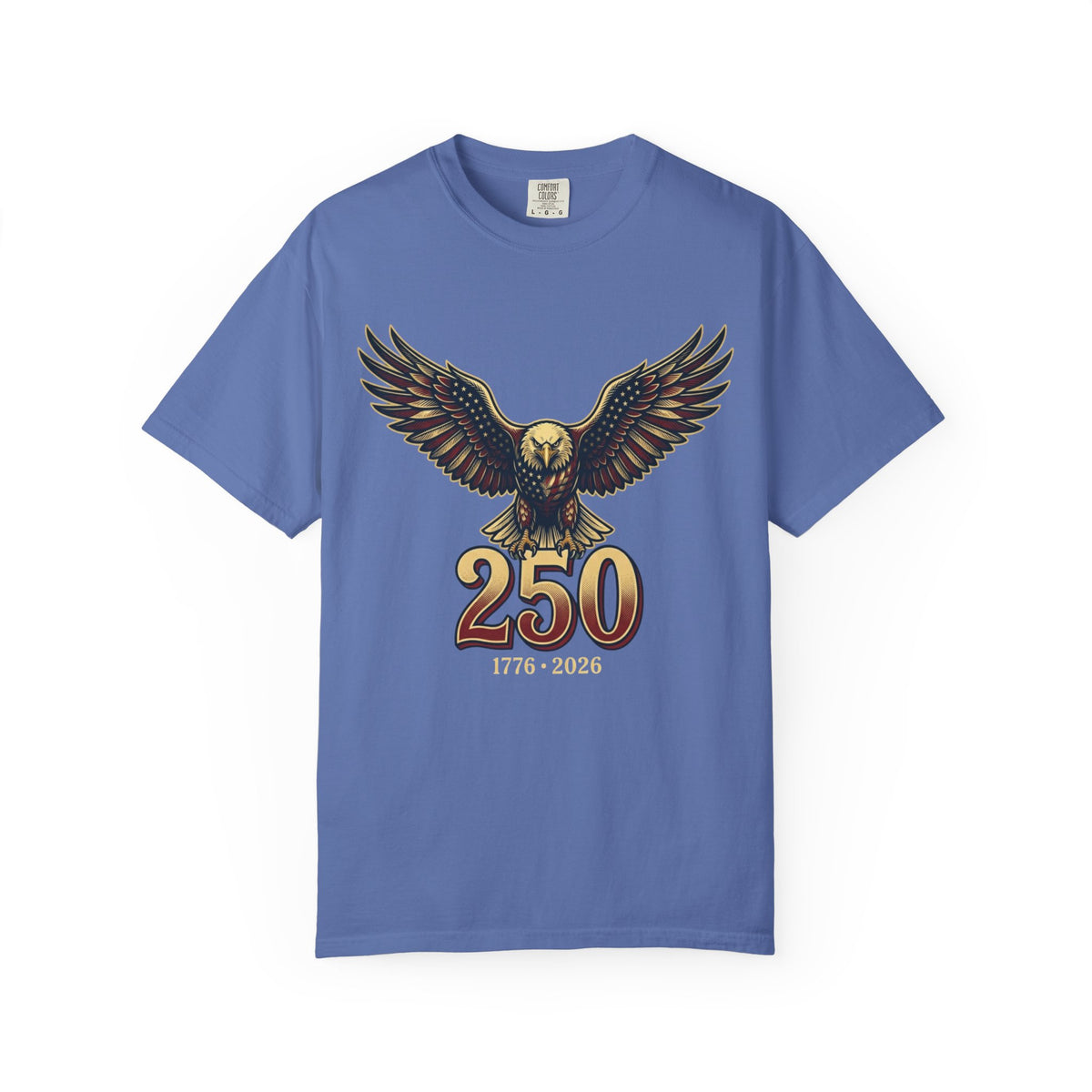 Color: Mystic Blue | USA Eagle 250 Years Unisex Garment-Dyed Tee