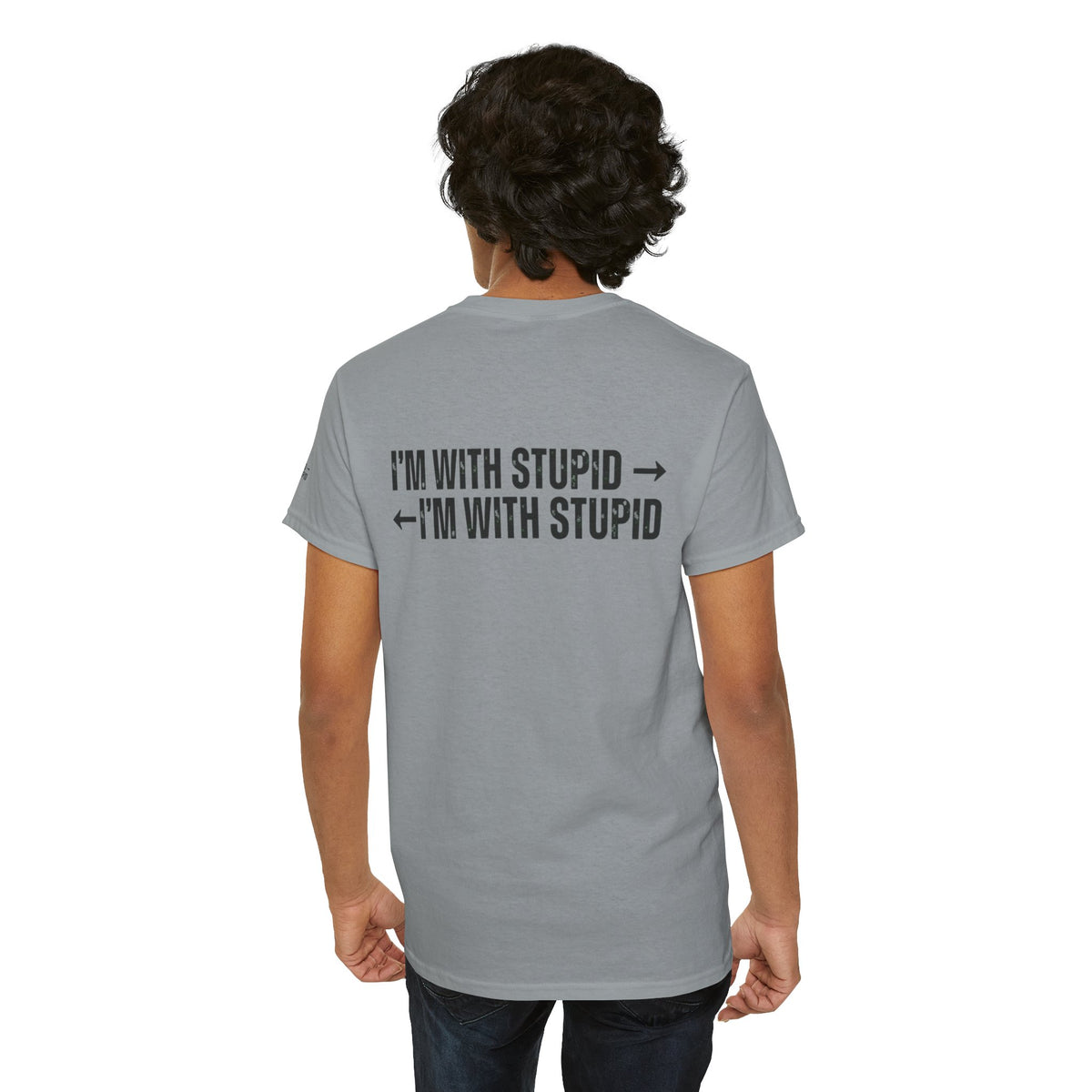 Color: Gravel | I'm With Stupid Premium Graphic Tee
