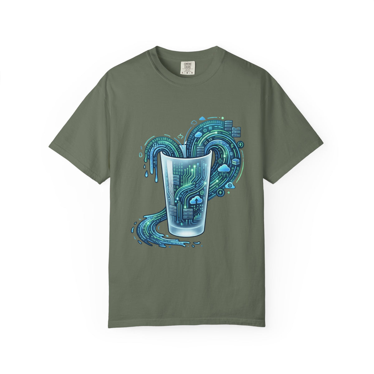 Color: Moss | Glass of Data Unisex Garment-Dyed T-shirt