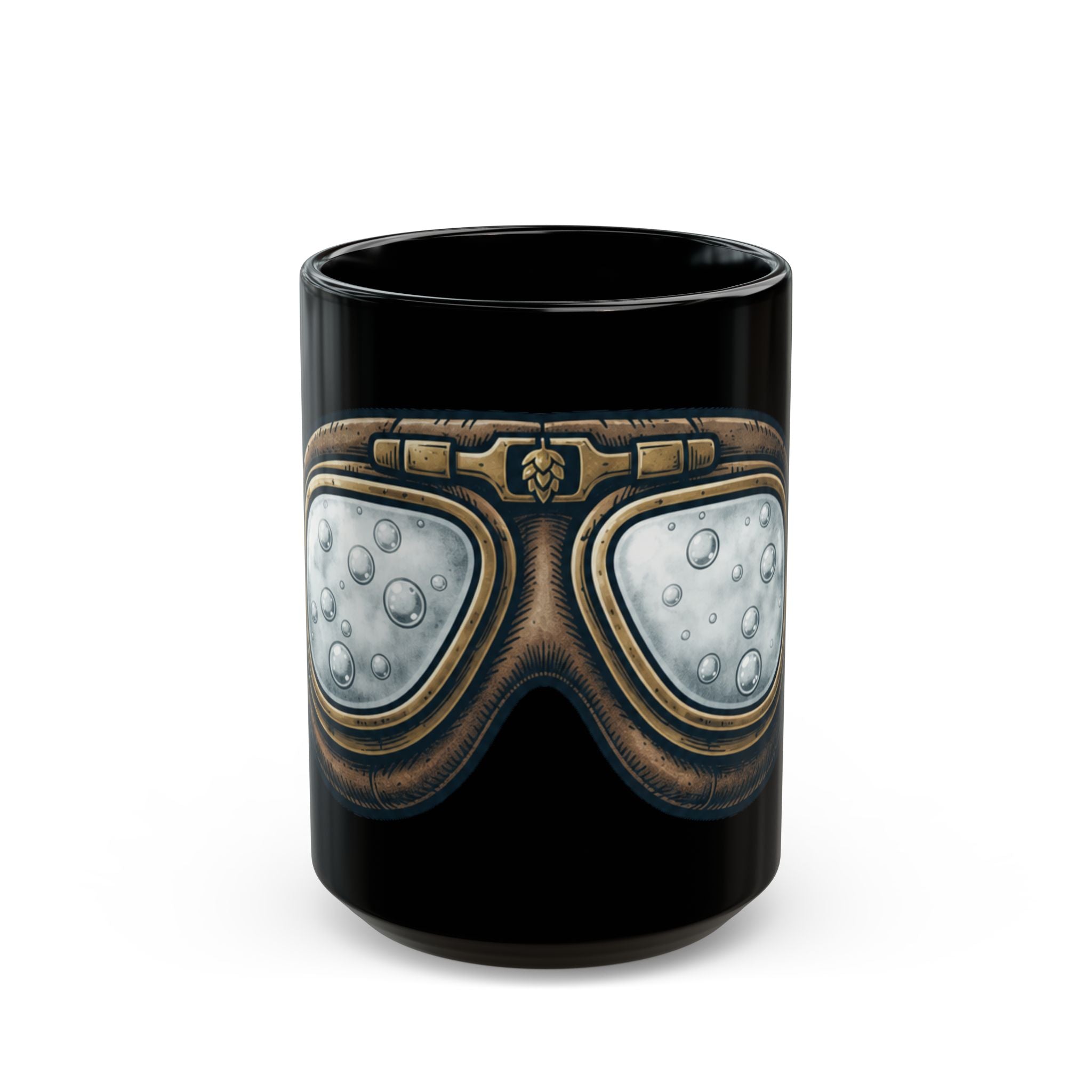 "Foggy Goggle Brewing" Black Ceramic Mug — Graphic