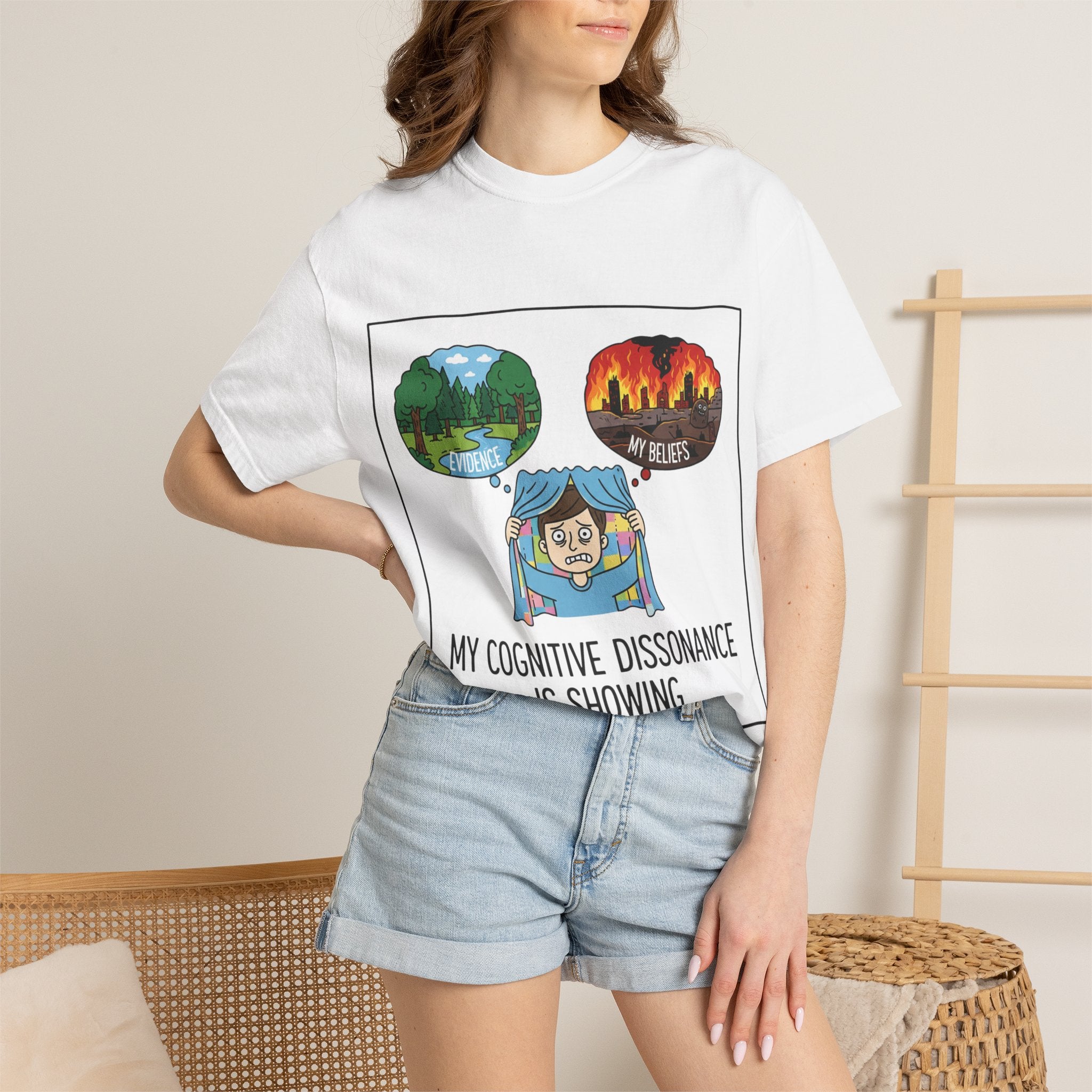 "My Cognitive Dissonance Is Showing" Unisex Garment-Dyed T-shirt