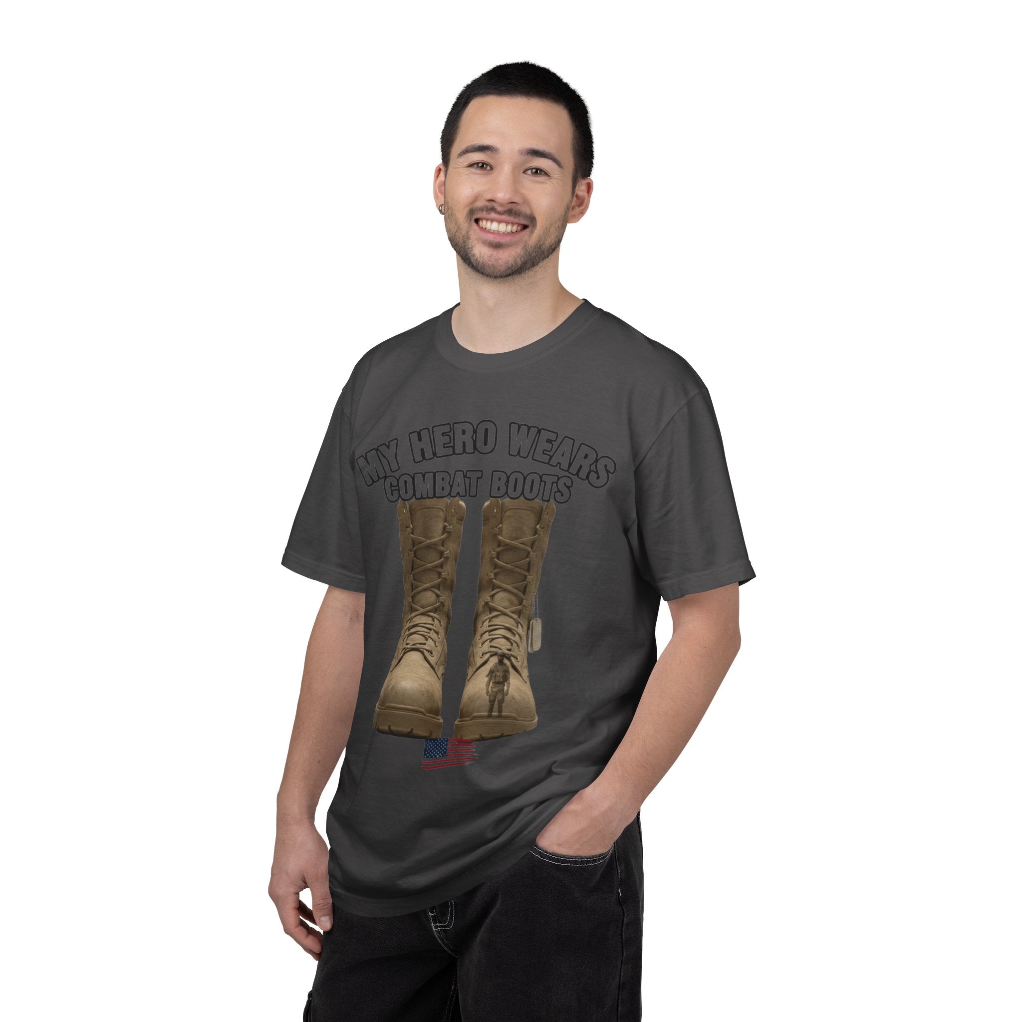 "My Hero Wears Combat Boots" Unisex Garment-Dyed T-shirt