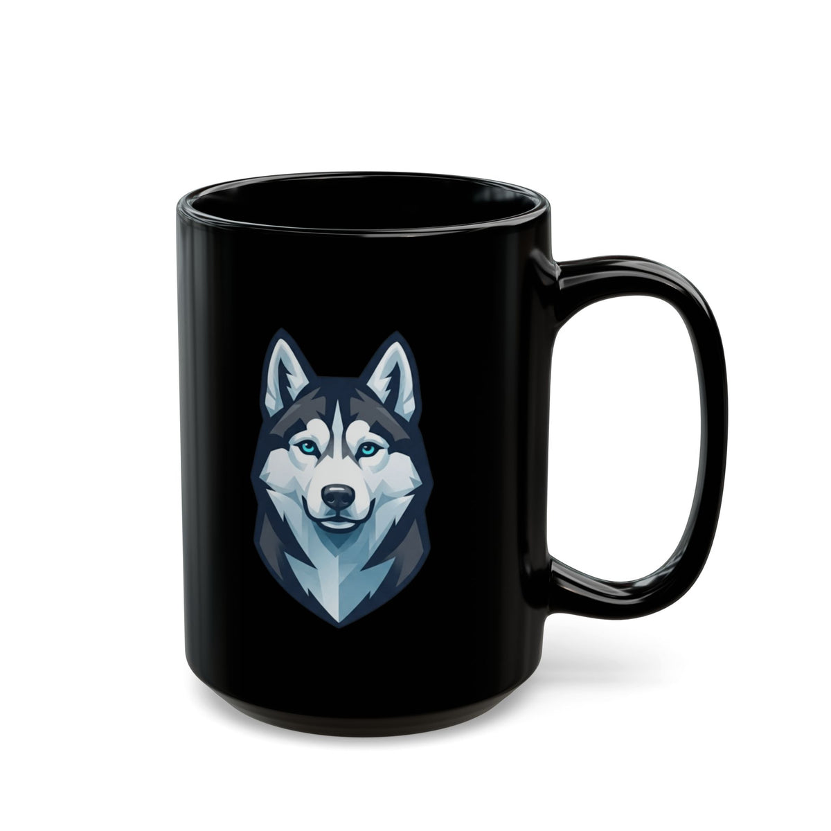 "Siberian Husky Loyal & Free" Black Ceramic Mug — Graphic