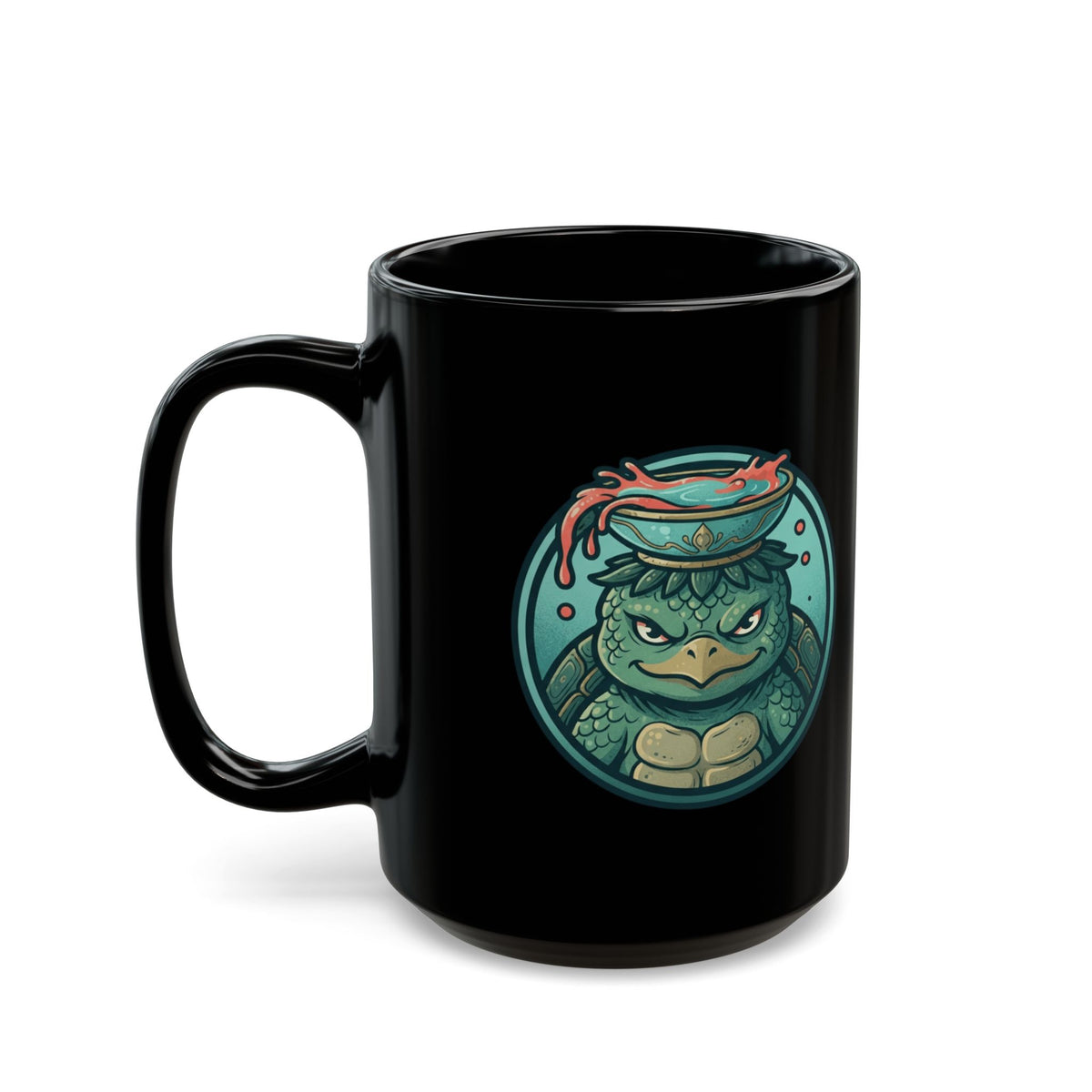 "Kappa (Japanese Folklore)" Black Ceramic Mug — Graphic