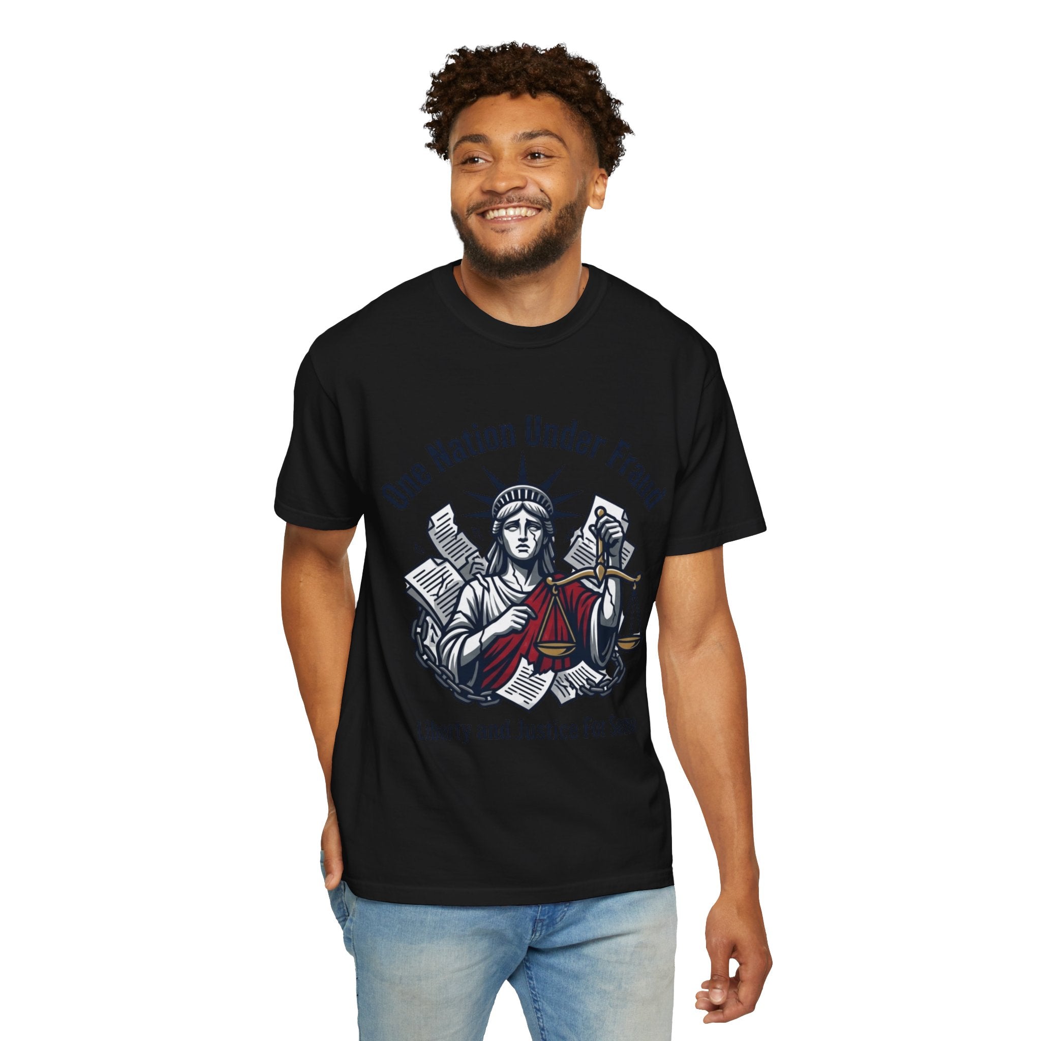 "One Nation Under Fraud" Unisex Garment-Dyed T-shirt