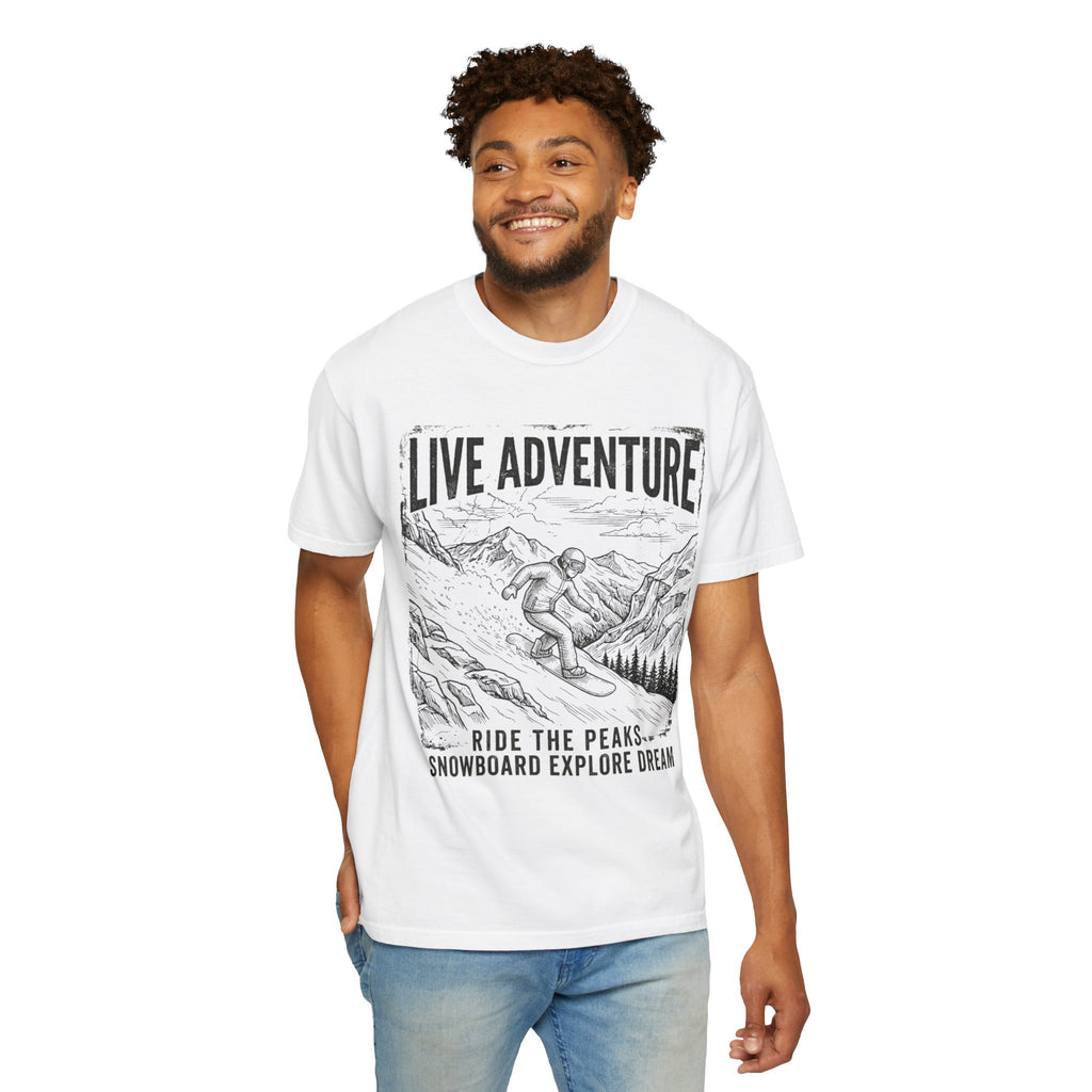 "Live Adventure - Snowboard" Unisex Garment-Dyed Tee