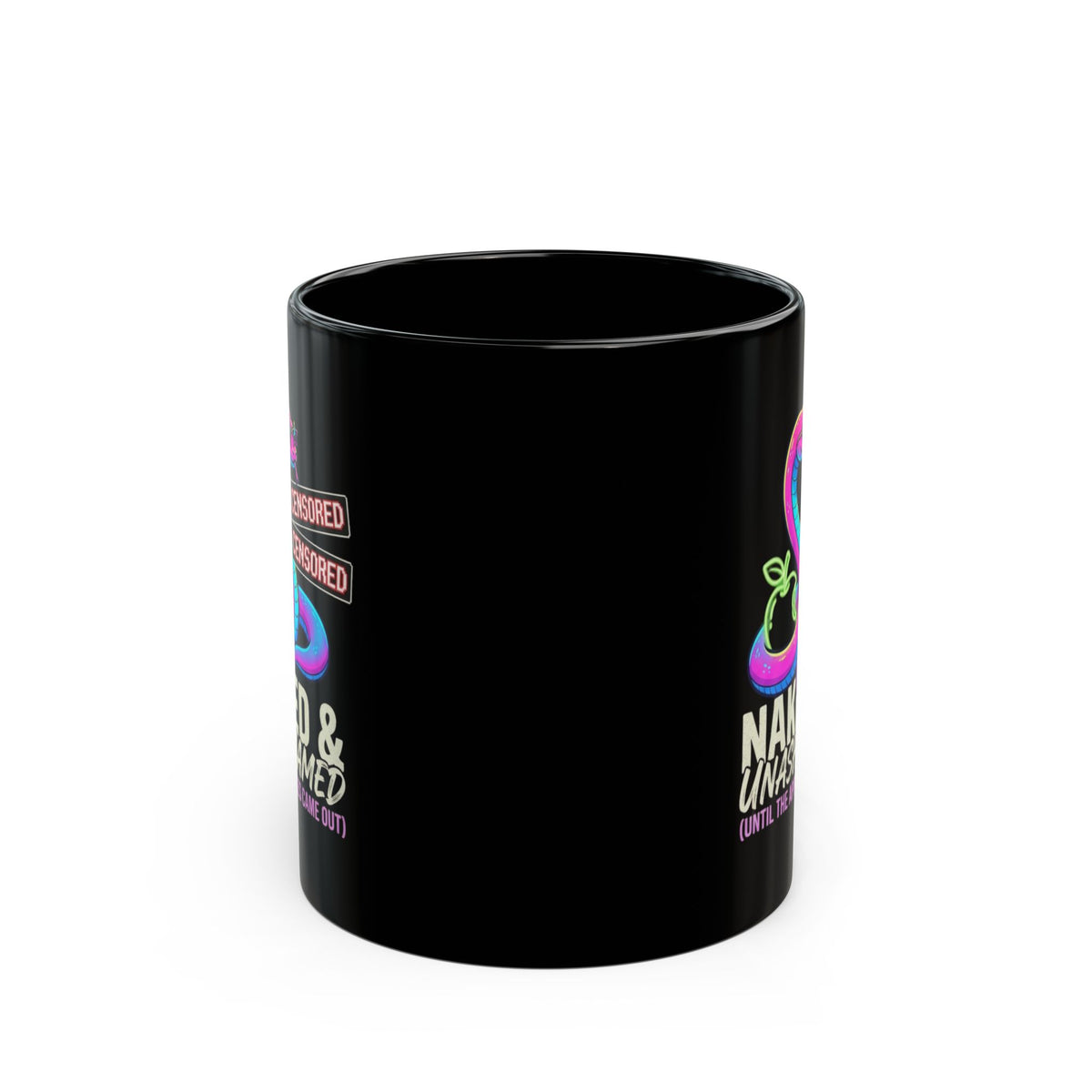 "Good Book Series Naked & Unashamed" Black Ceramic Mug