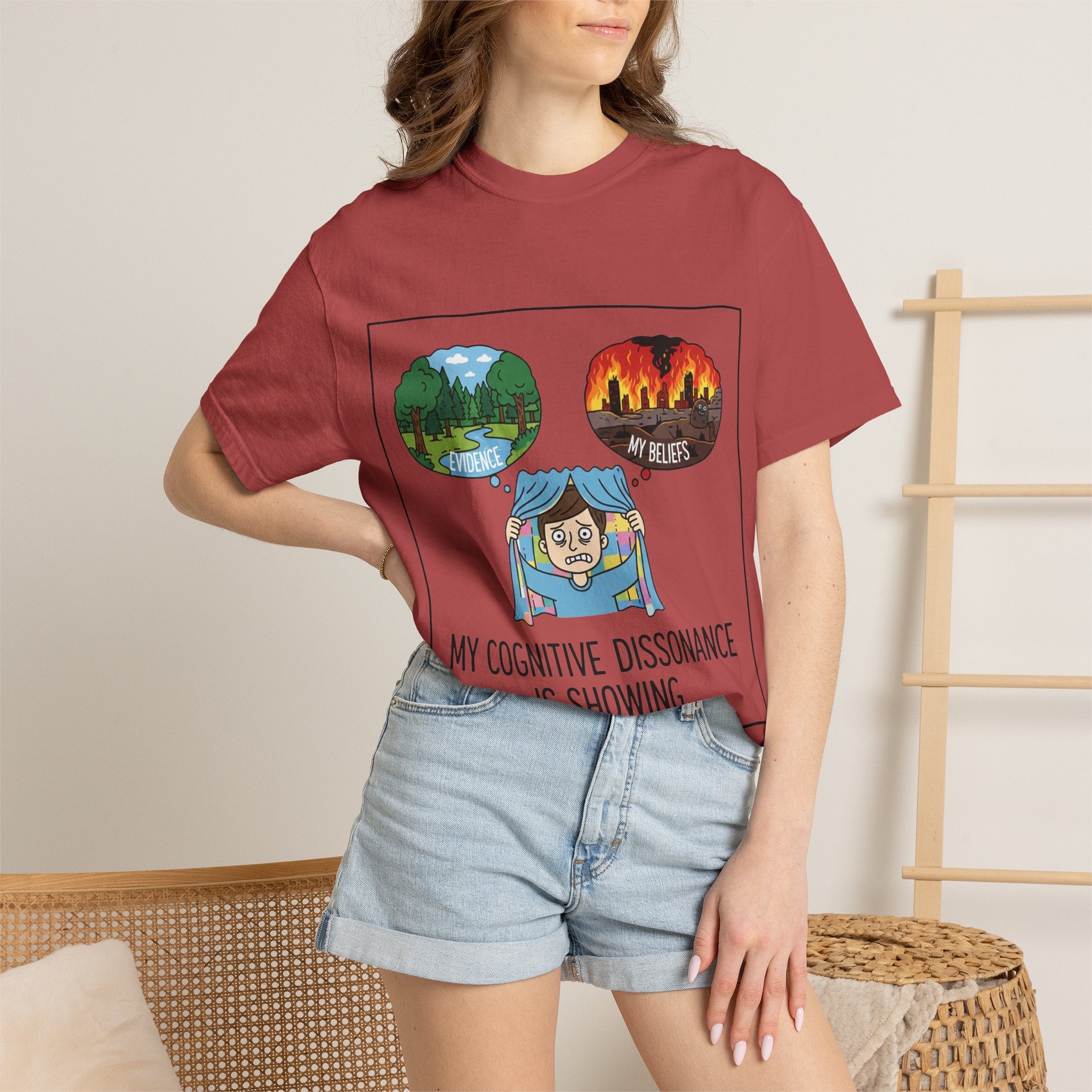 "My Cognitive Dissonance Is Showing" Unisex Garment-Dyed T-shirt