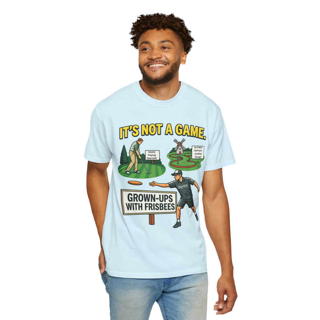 "Grown Ups With Frisbees" Unisex Garment-Dyed T-shirt