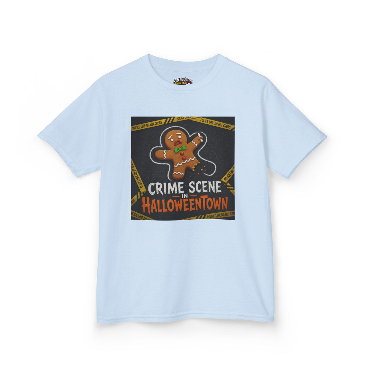 Color: Light Blue | Crime Scene in Halloweentown Kids Tee