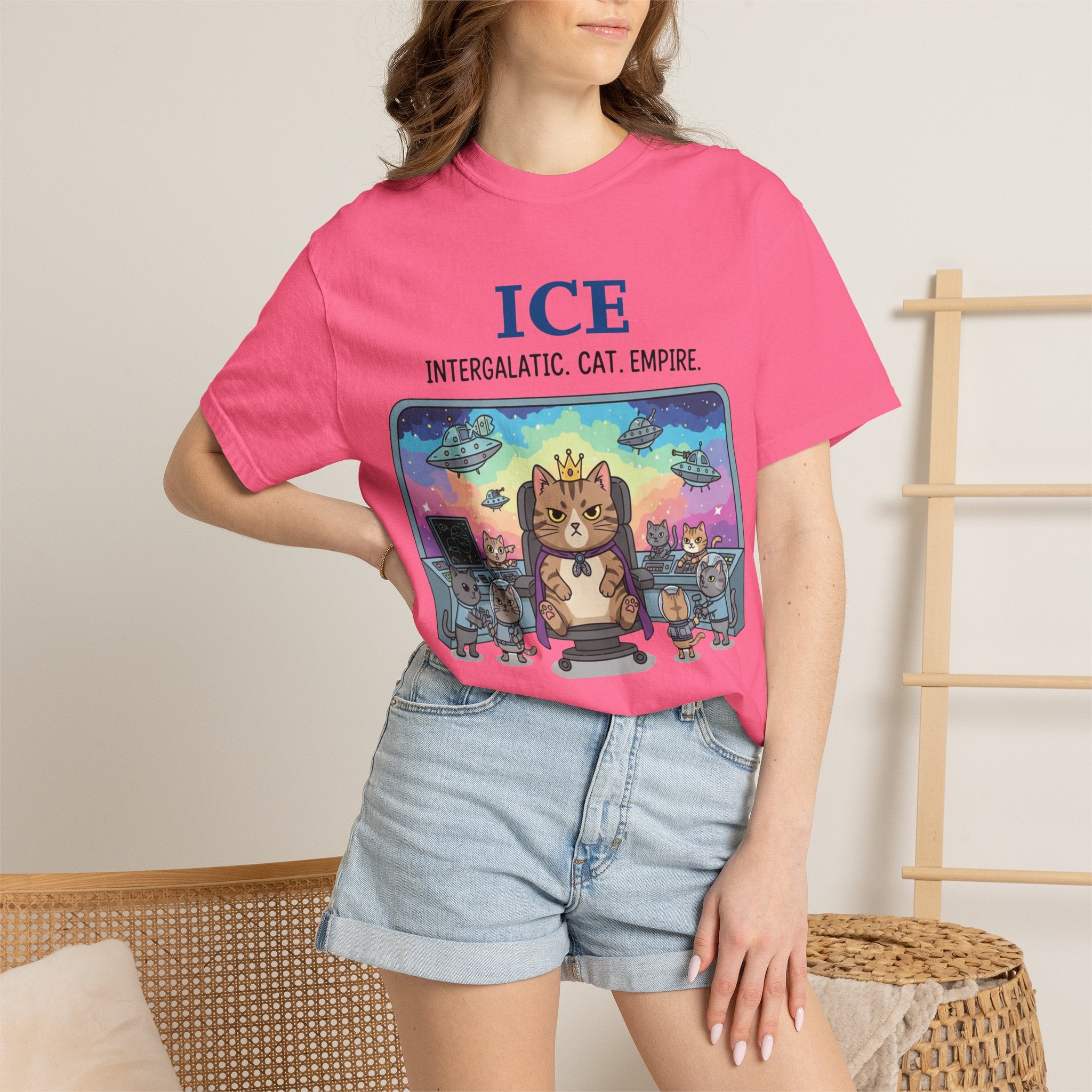 "ICE (Intergalactic Cat Empire)" Unisex Garment-Dyed T-shirt
