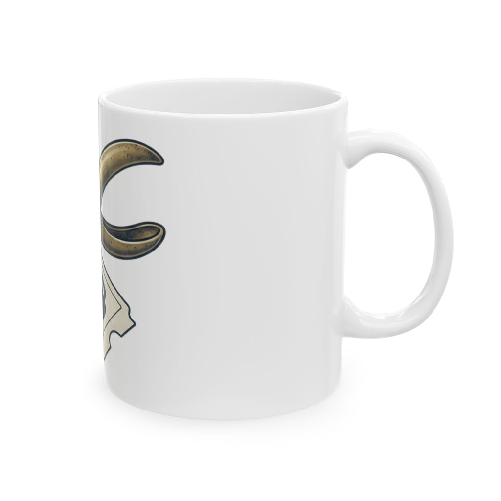 "One-Way Ticket Brewery" White Ceramic Mug — Graphic