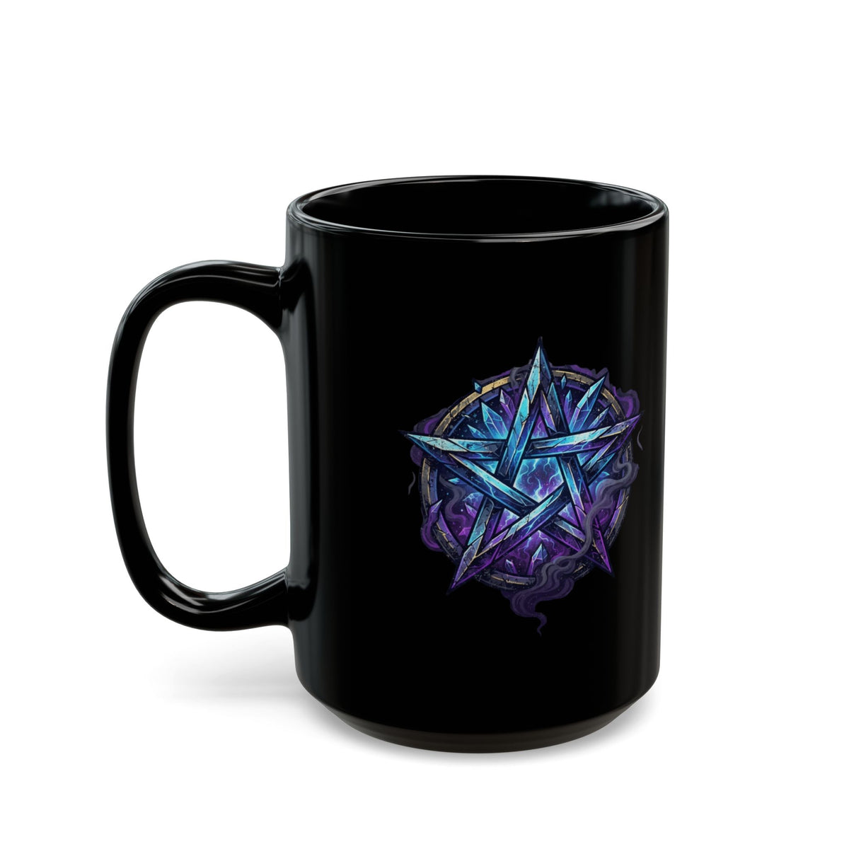 "Cosmic Spectrum Pentacle" Black Ceramic Mug — Graphic