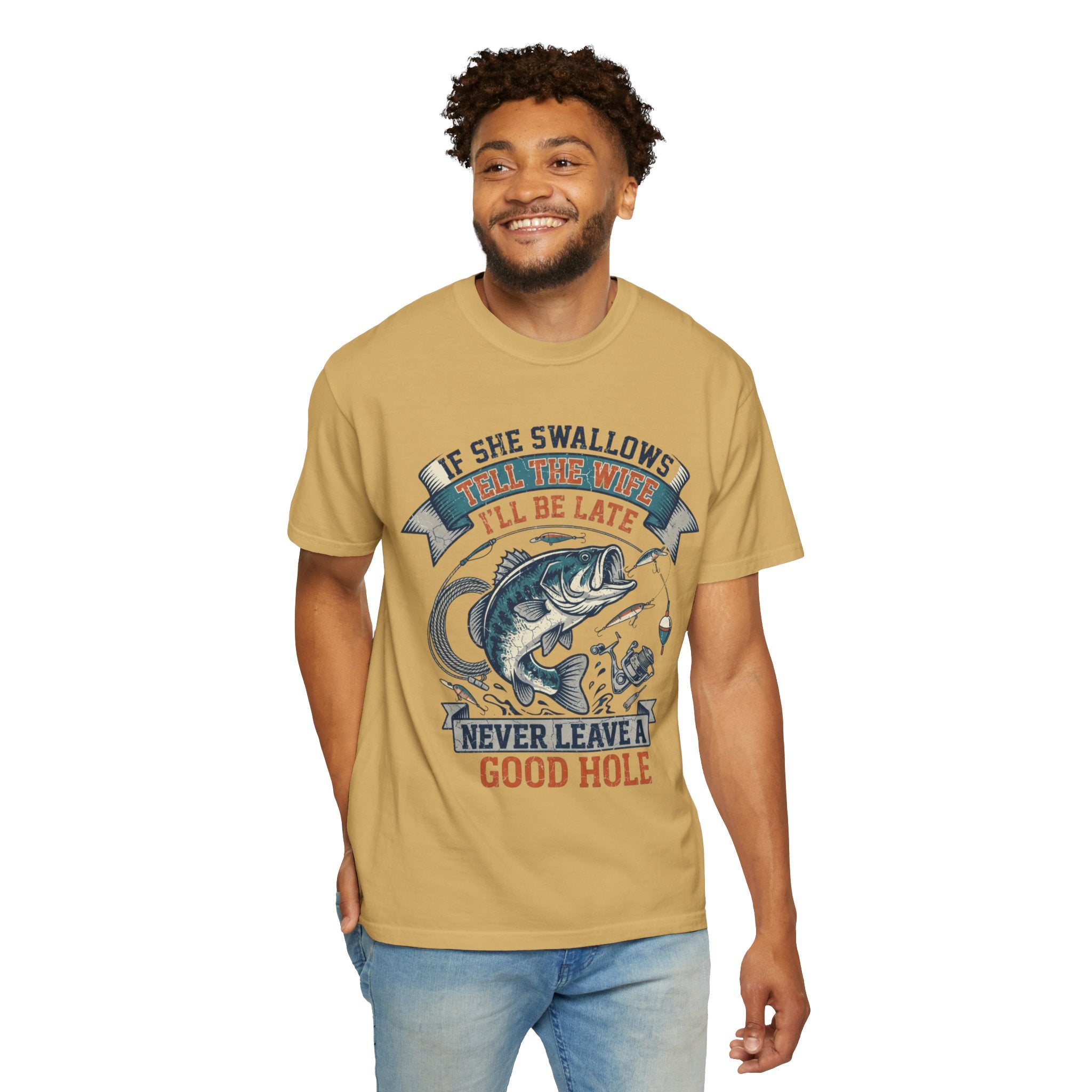 "Never Leave A Good Hole" Unisex Garment-Dyed Tee