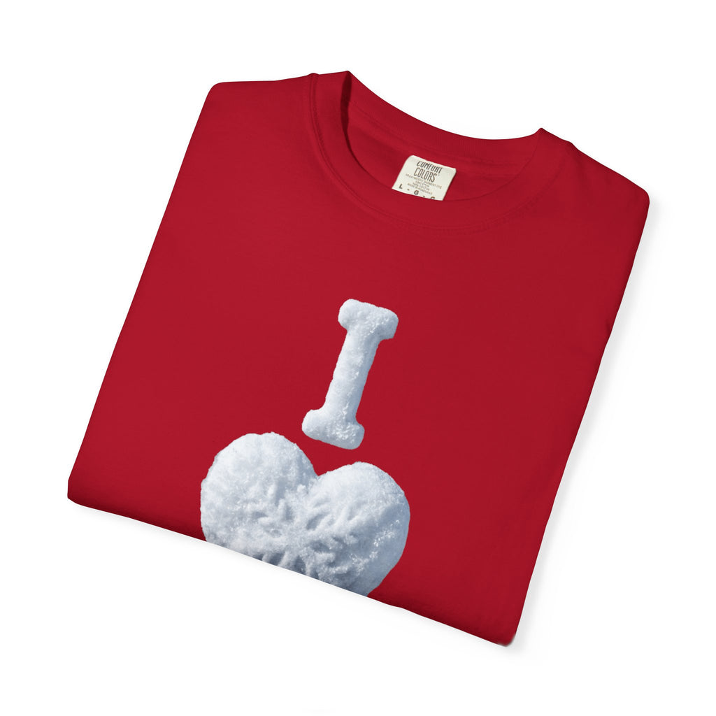"I Love Snow" Unisex Garment-Dyed T-shirt