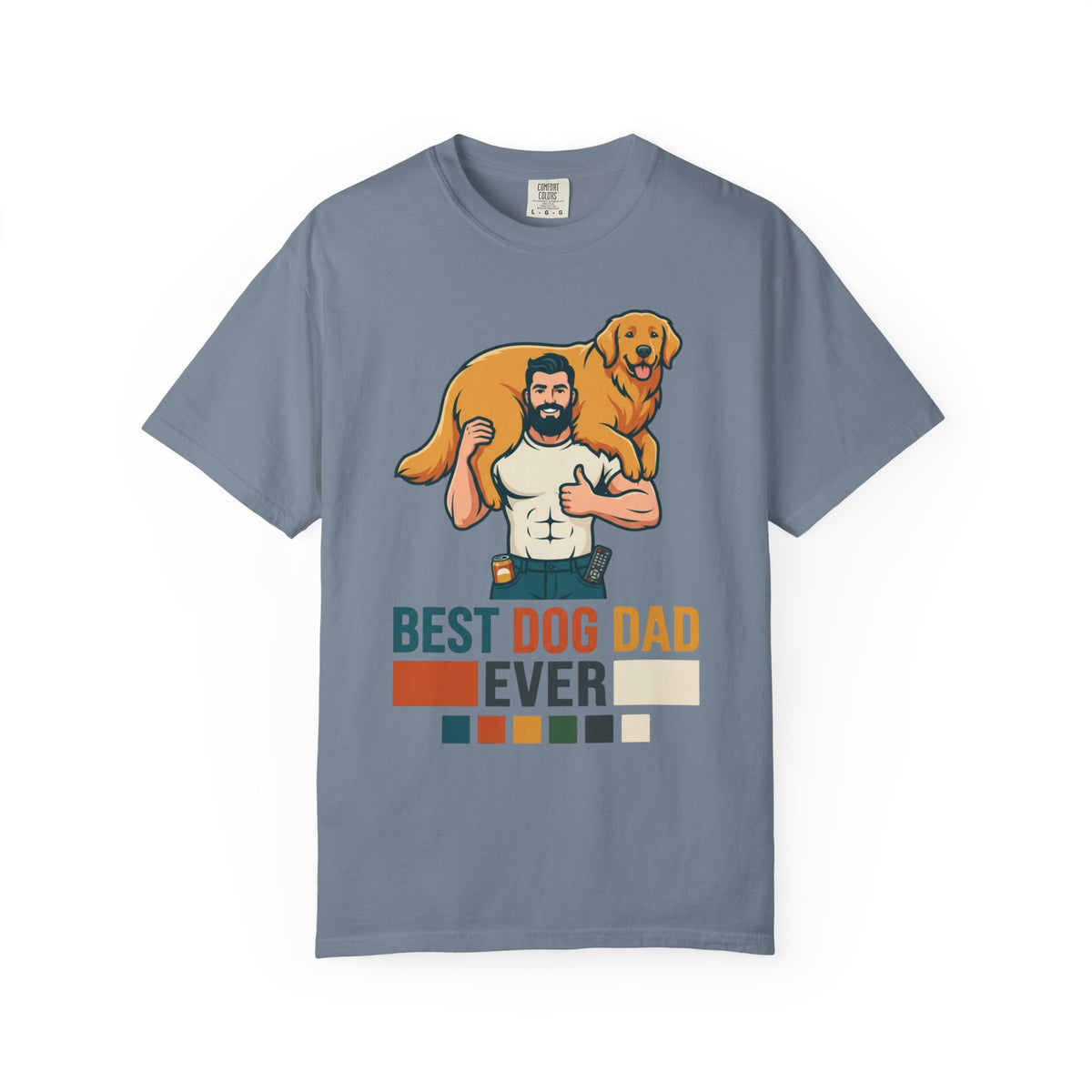 Color: Blue Jean | Best Dog Dad Unisex Garment-Dyed Tee