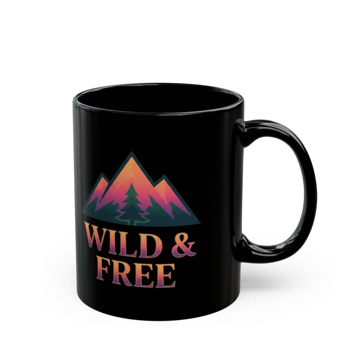 "Wild & Free" Black Ceramic Mug — Graphic