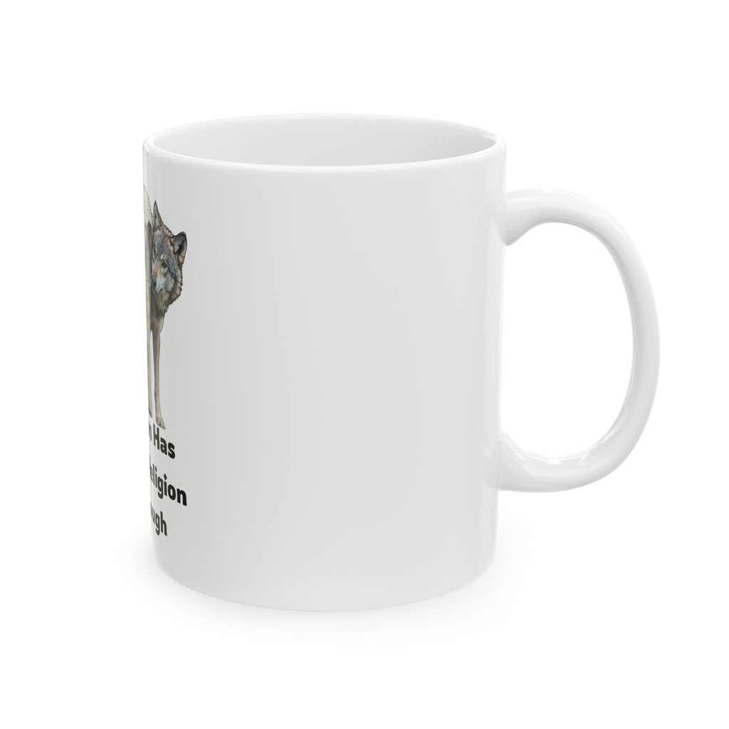 "Civilization Tolerated Religion" White Ceramic Mug — Graphic