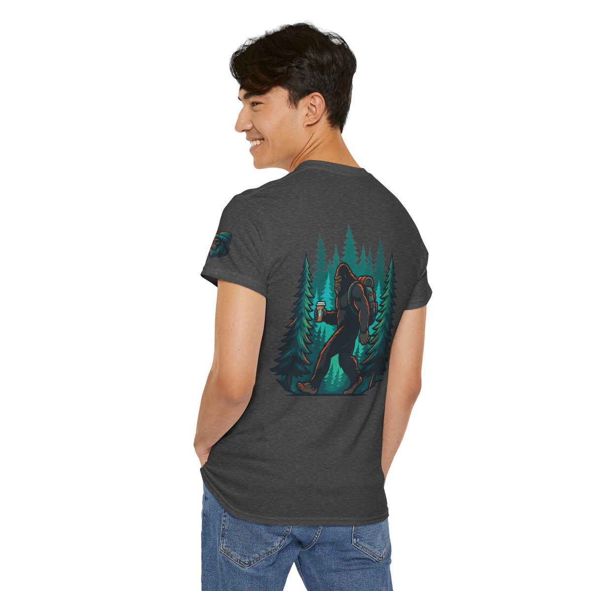 Color: Dark Heather | Bigfoot-Sasquatch (North America) Premium Graphic Tee