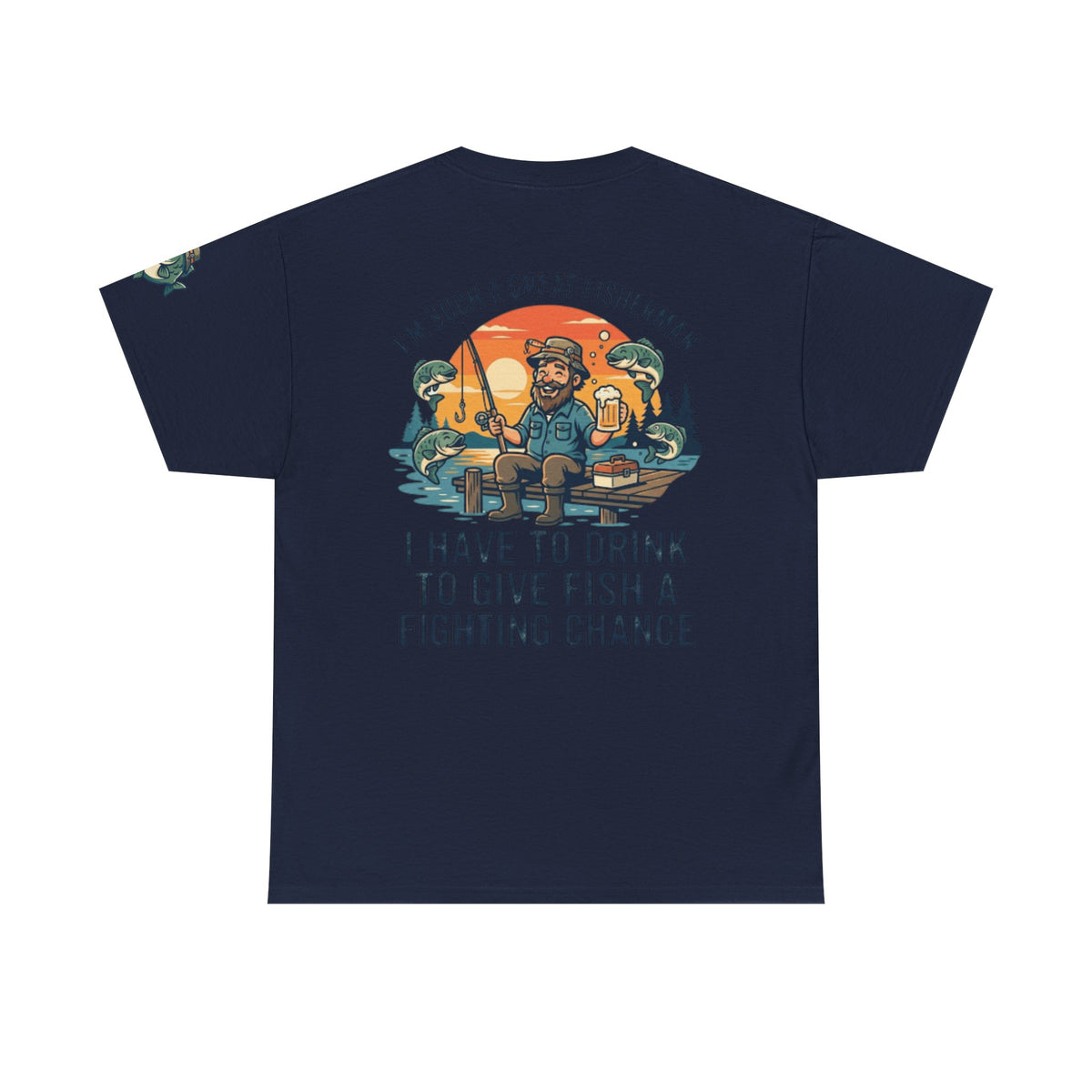 Color: Navy | Drink to Give Fish a Fighting Chance Premium Graphic Tee