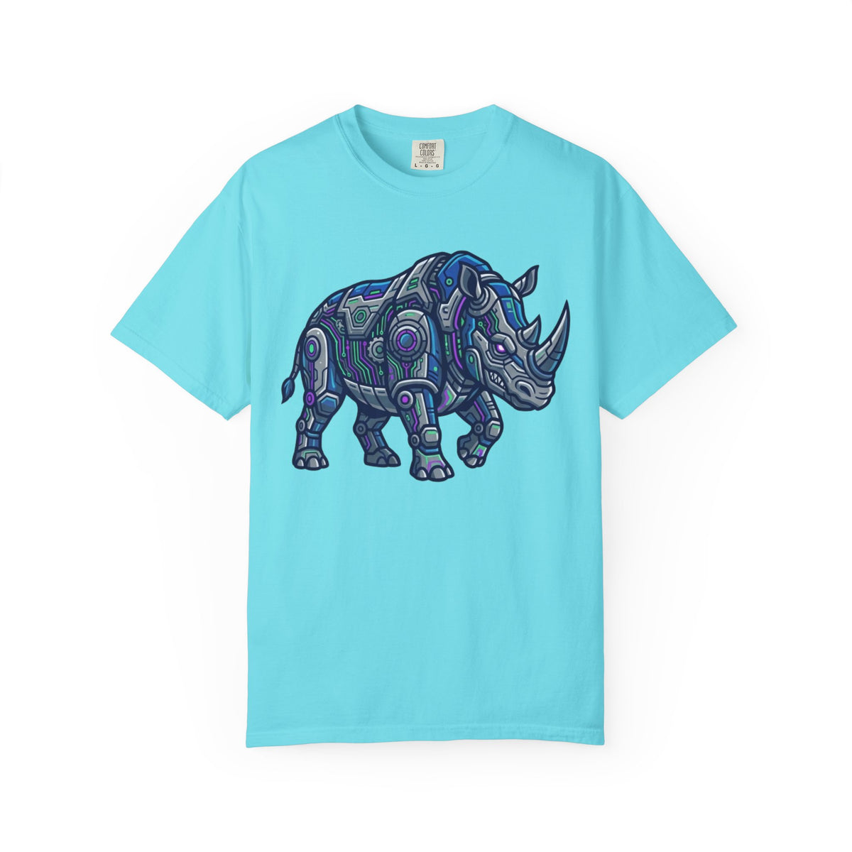 Color: Lagoon Blue | Cyber Rhino Unisex Garment-Dyed Tee