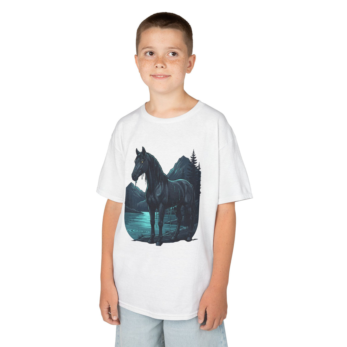 Color: White | Kelpie (Scottish Folklore) Kids Tee