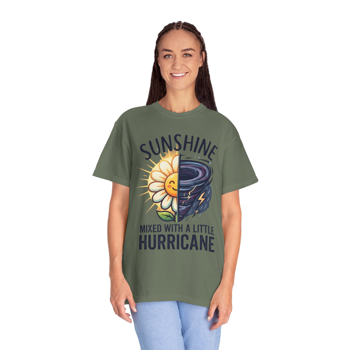 Color: Moss | Sunshine Mixed With A Little Hurricane Unisex Garment-Dyed Tee