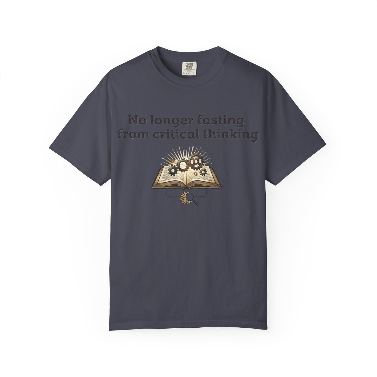 Color: Navy | No longer fasting from critical thinking Unisex Garment-Dyed T-shirt