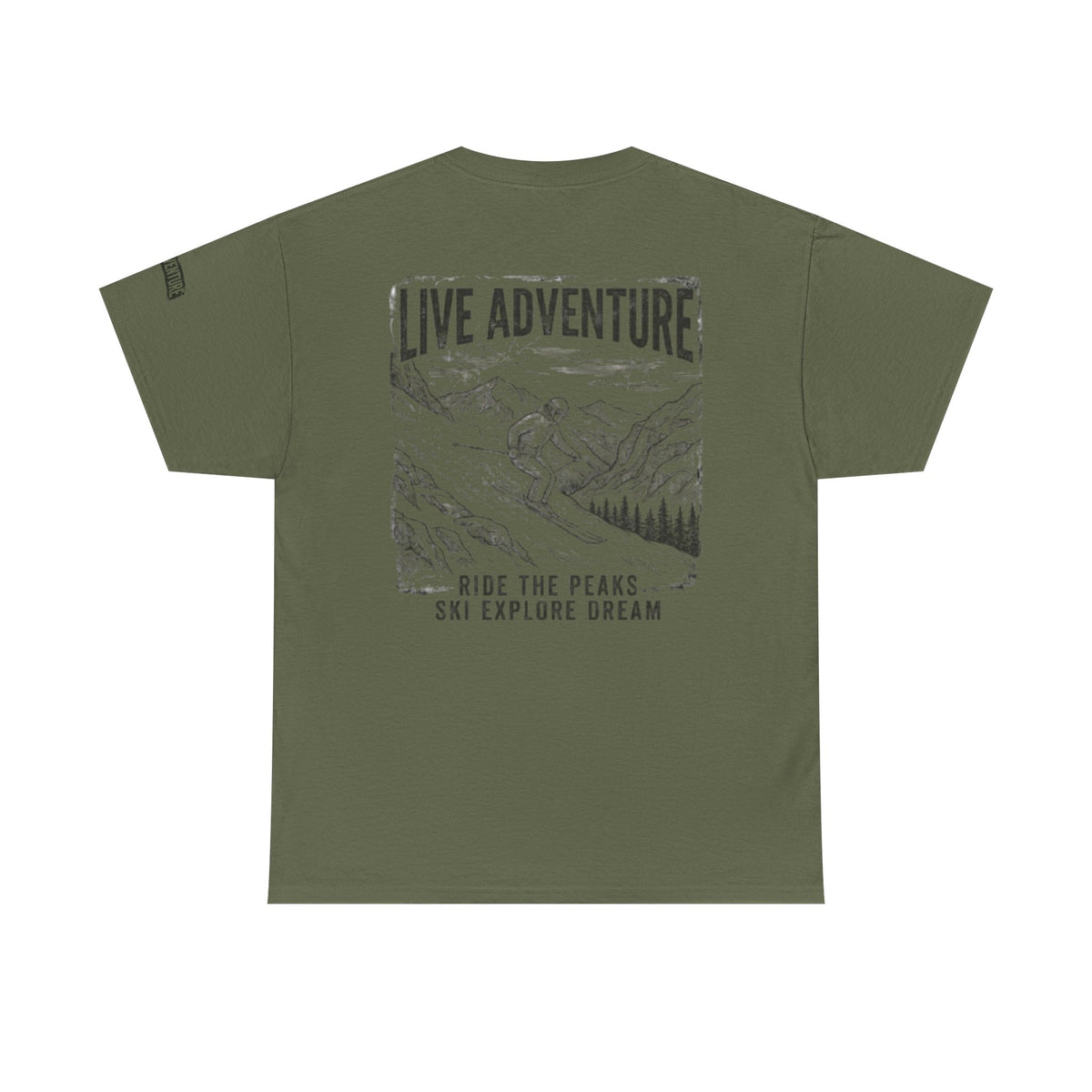 Color: Military Green | Live Adventure - Ski Premium Graphic Tee
