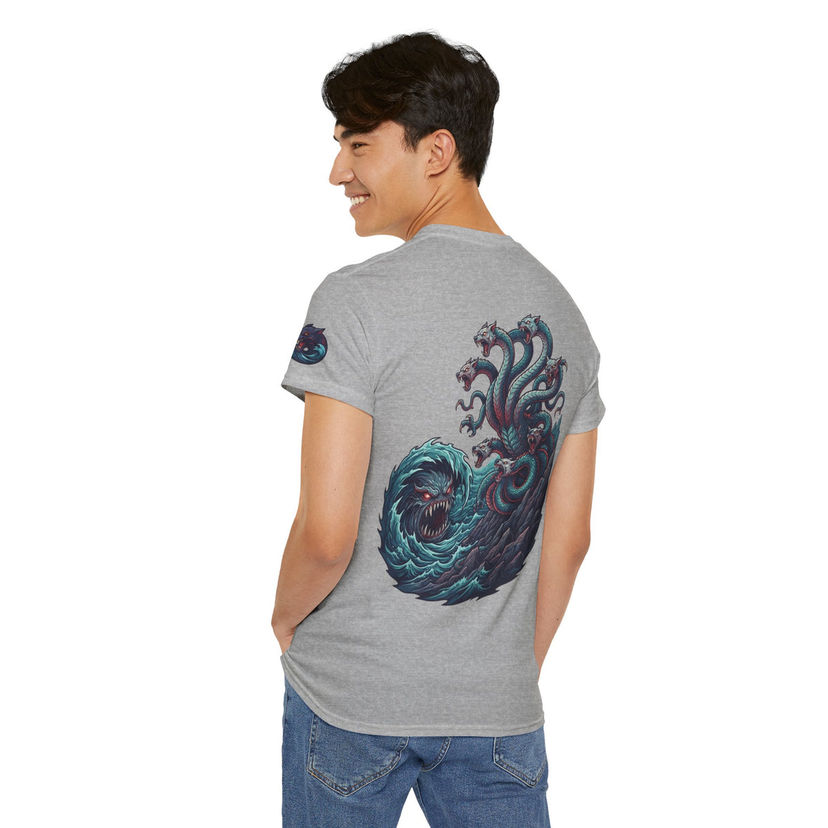 Color: Sport Grey | Charybdis and Scylla (Greek Mythology) Premium Graphic Tee