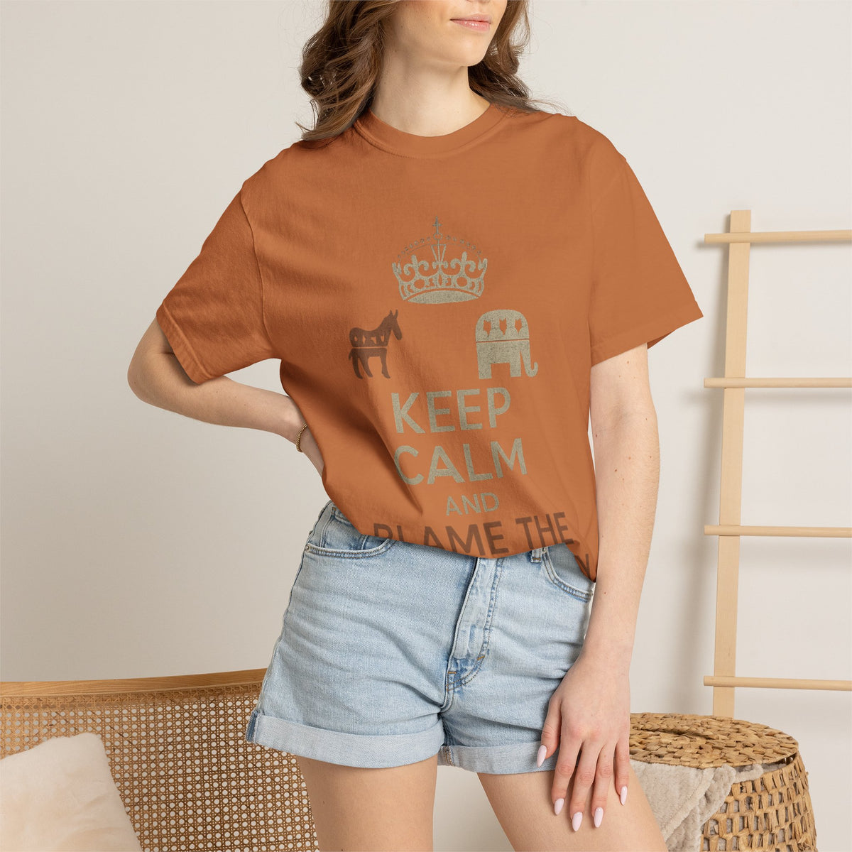 ""KEEP CALM AND BLAME THE OTHER PARTY" Unisex Garment-Dyed T-shirt
