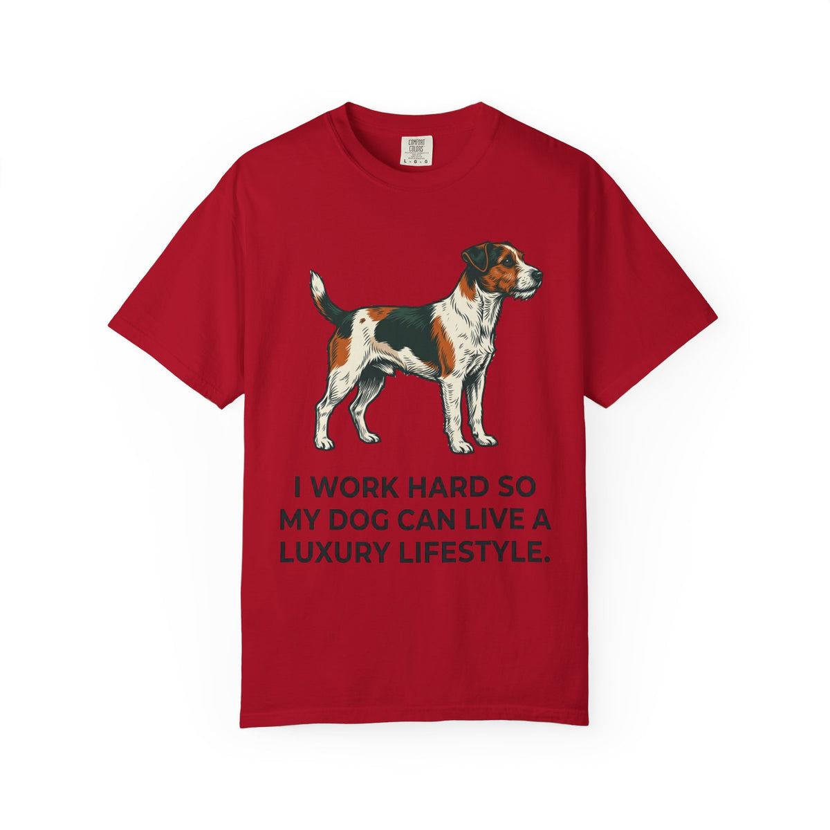 Color: Red | I Work Hard -1 Unisex Garment-Dyed T-shirt