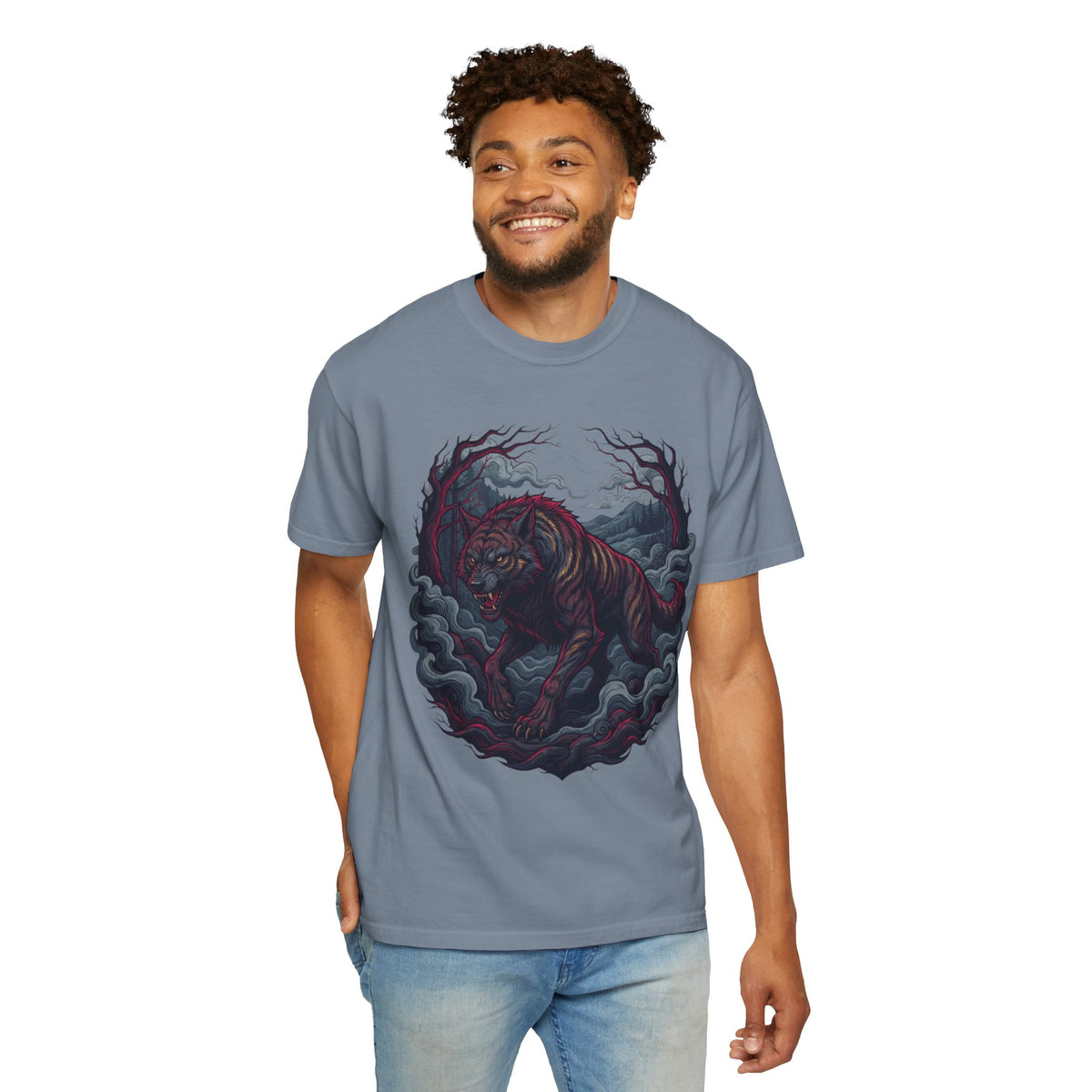 Color: Blue Jean | The Beast of Gévaudan (France) Unisex Garment-Dyed Tee