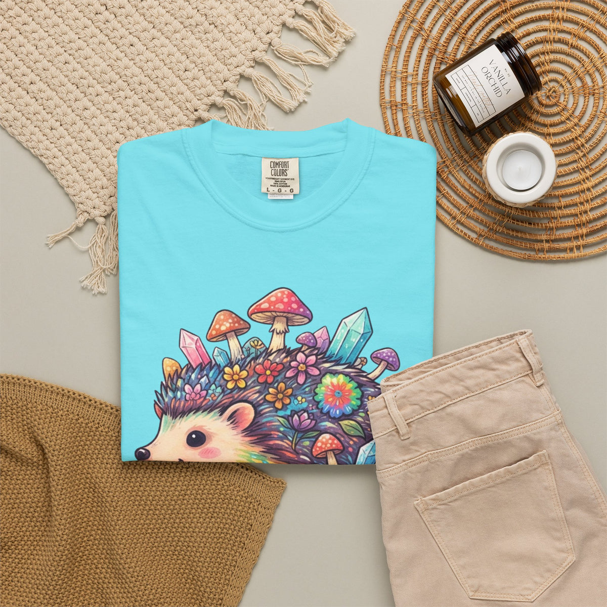 Hippy Hedgehog Unisex Garment-Dyed Tee
