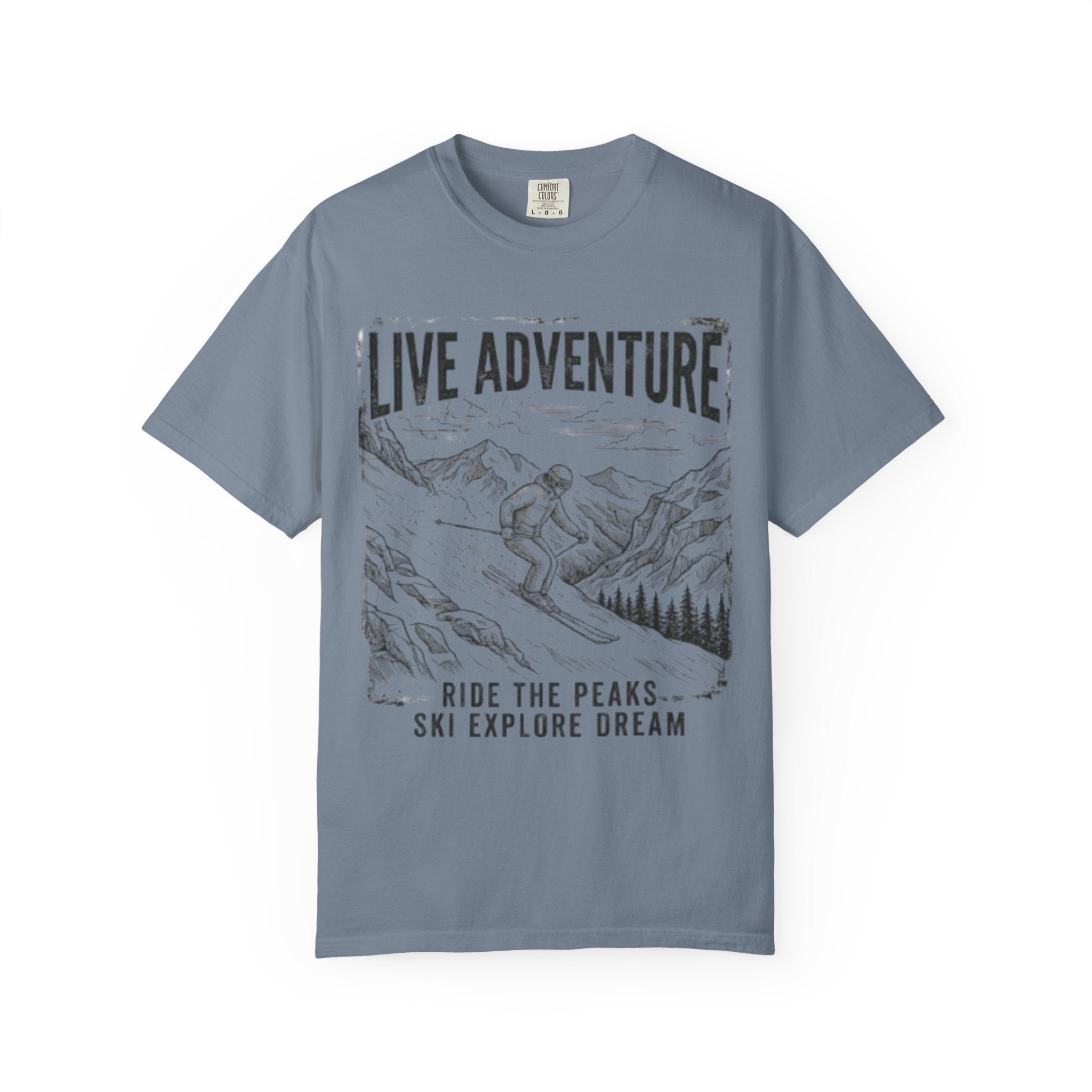 "Live Adventure - Ski" Unisex Garment-Dyed Tee