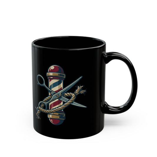 "Good Book Series Delilah's Barber Shop" Black Ceramic Mug — Graphic