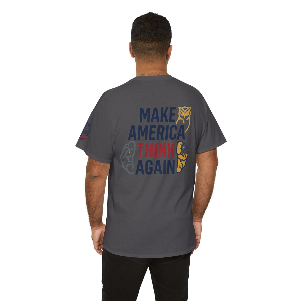 Color: Charcoal | Make America Think Again Premium Graphic Tee