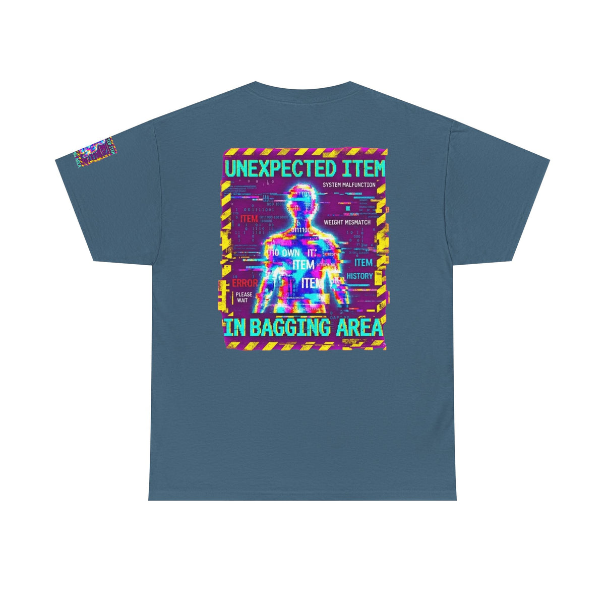 Color: Indigo Blue | Unexpected Item In Bagging Area Premium Graphic Tee