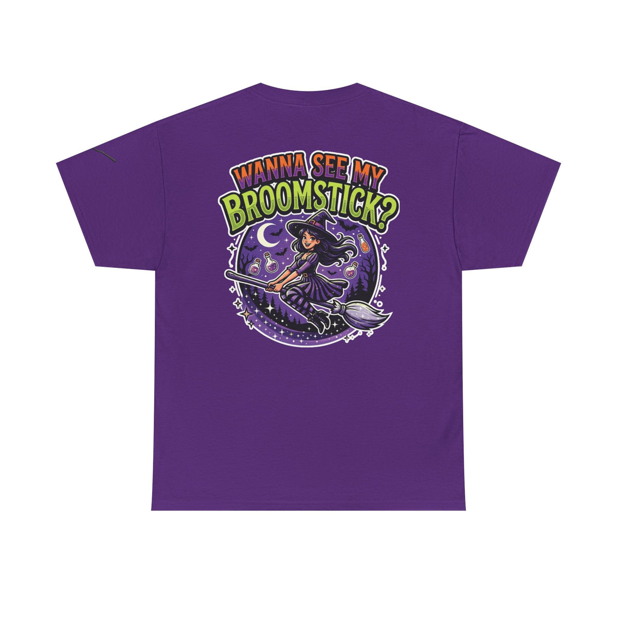 Color: Purple | Wanna See My Broomstick Premium Graphic Tee