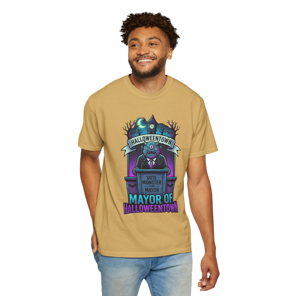 Color: Mustard | Mayor Of Halloweentown Unisex Garment-Dyed Tee
