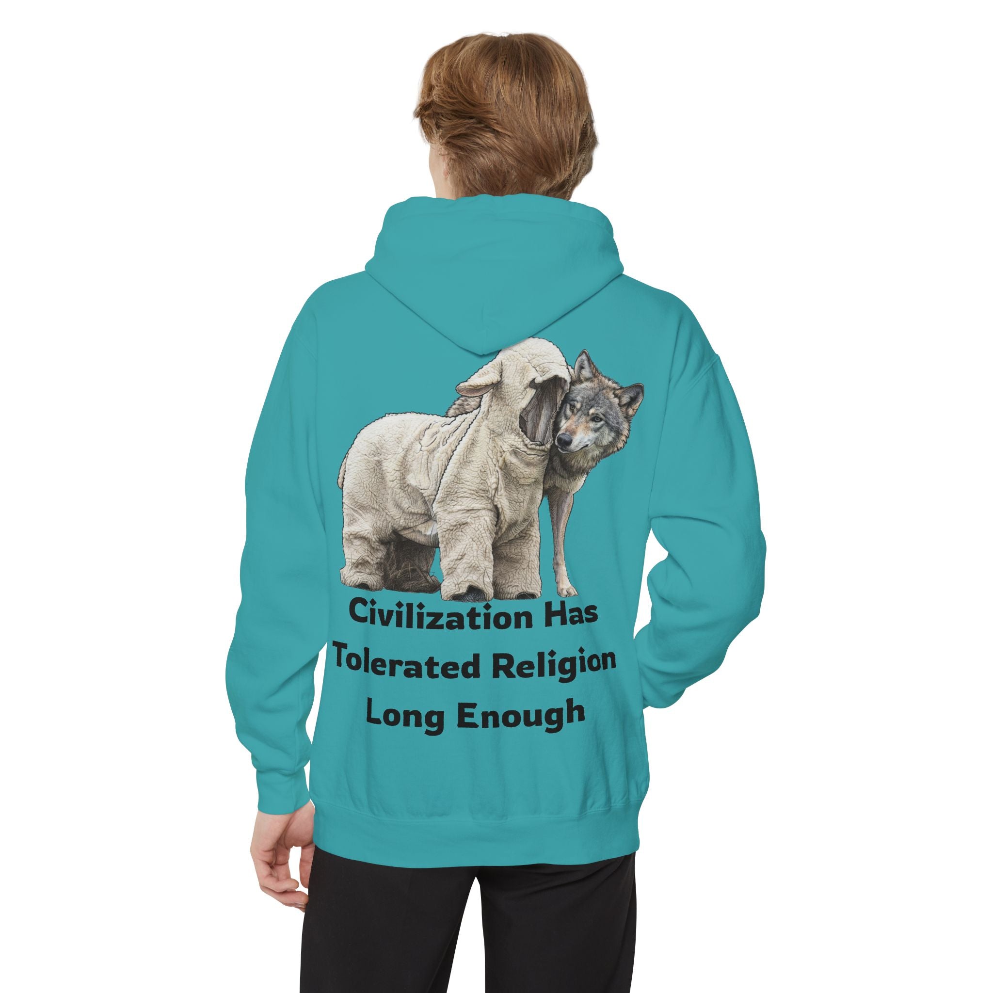 "Civilization Tolerated Religion" Garment-Dyed Hoodie