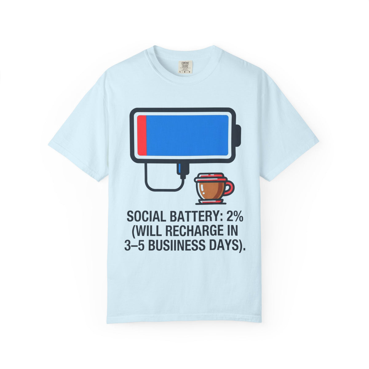 Color: Chambray | Social Battery Unisex Garment-Dyed Tee