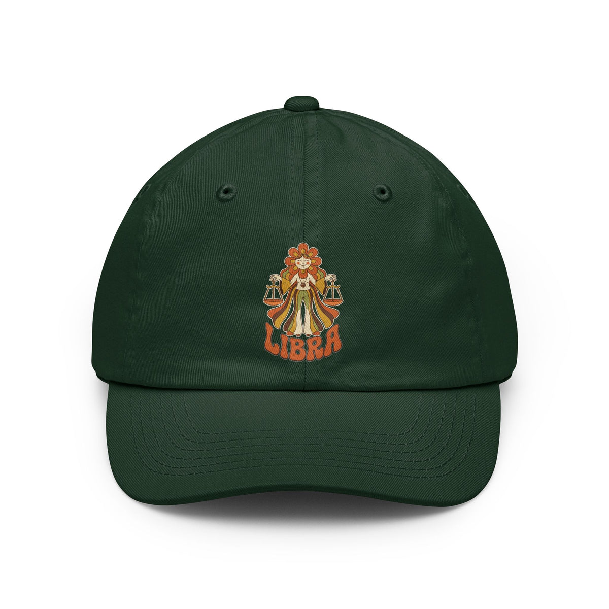 Color: Forest Green | Retro Mascot Groovy Libra Dad Hat