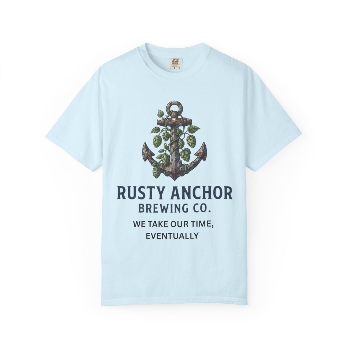 Color: Chambray | Rusty Anchor Brewing Unisex Garment-Dyed Tee